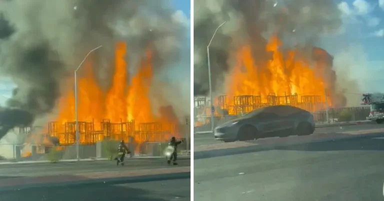 Vídeo: incêndio de grandes proporções atinge canteiro de obras em Las Vegas; uma pessoa se feriu